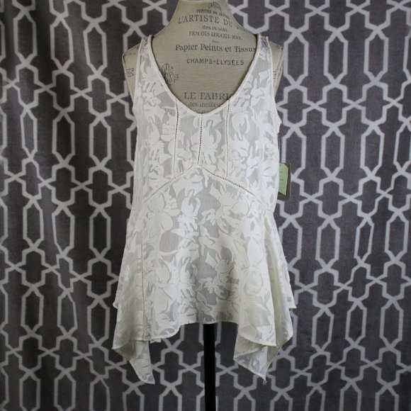 Anthro Vanessa Virginia lace ivory boho top S - Picture 2 of 12